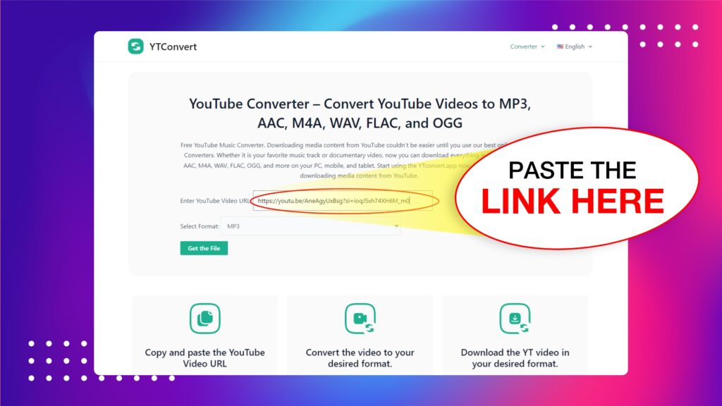 Paste the YouTube video link